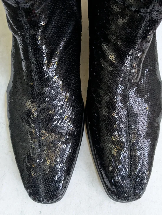Christian Louboutin Side Zip Boots Black Sequins Men 12 45 - Picture 3 of 13